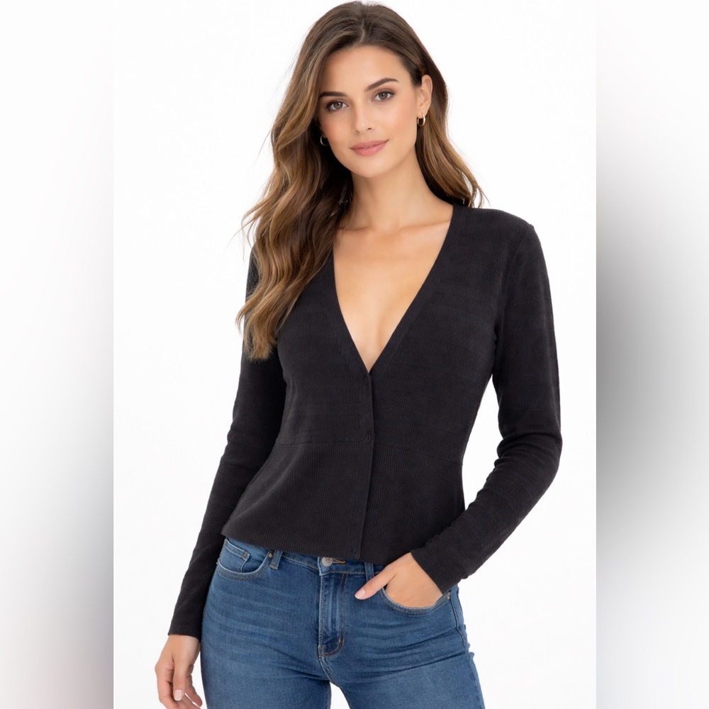 HUGO BOSS Women’s Black Superfine Merino Front Hook Cardigan Sweater (SMALL)